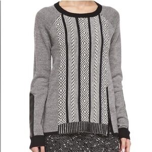 Nanette Lepore Gray and Black Patterned Sweater